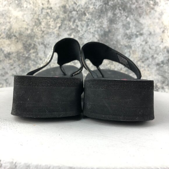 Skechers Women's Size 9 Vinyasa Black Silver Platform Rhinestone Sandals 31618 - Picture 6 of 14